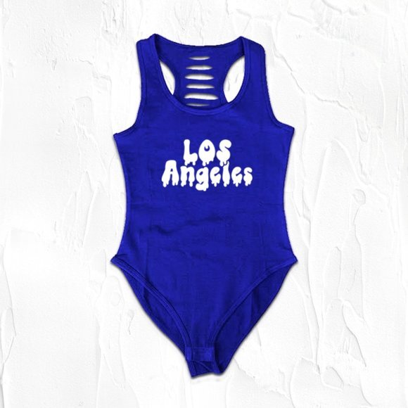 Womens Blue Los Angeles City Baseball Bodysuit, LA Shirt, LA Fan Outfit - Picture 1 of 2